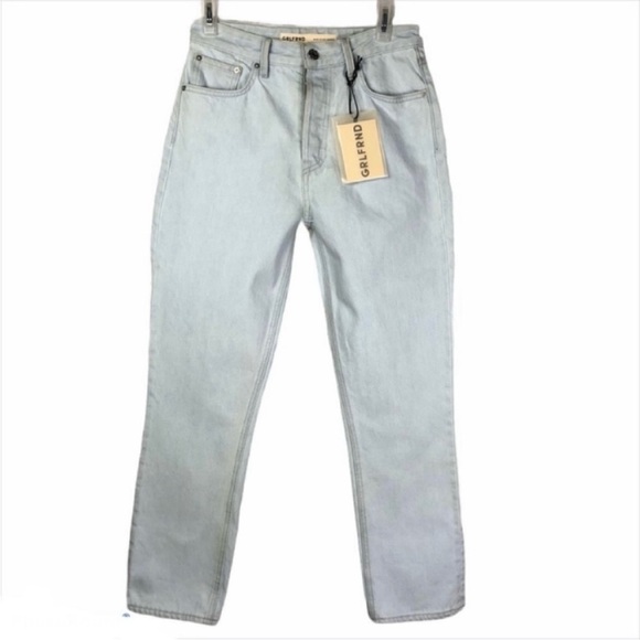 GRLFRND Karolina High Rise Cotton Button Fly Straight Crop Jeans NWT - Picture 1 of 10
